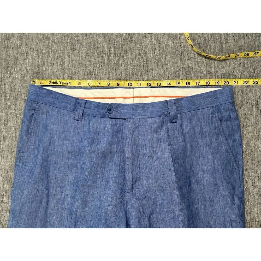 Inserch Linen Pants Mens 42x29 Blue Flat Front Lightweight Beachy Outdoors